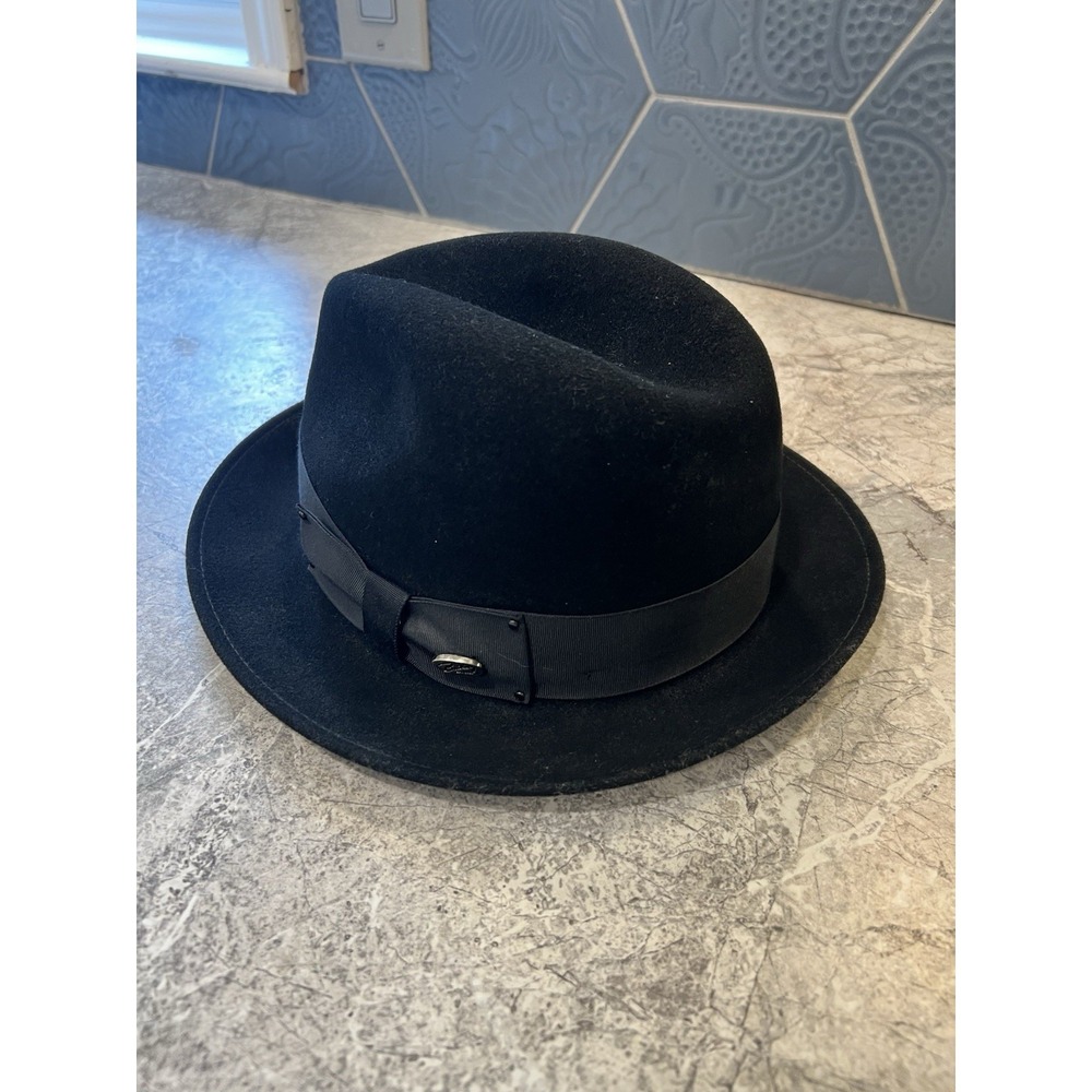 Bailey Hollywood Lanolux Black Wool Fedora Hat Medium Made USA Vintage